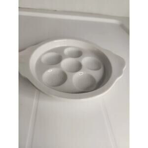 5 Vtg Ceramic Escargot Snail White Serving Dishes Plates HIC Japan